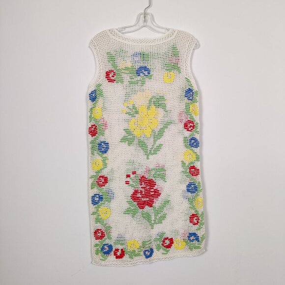 Women's Bathing Suit Cover Size Medium Floral Crochet Resortwear Beach Bohemian - Picture 1 of 6